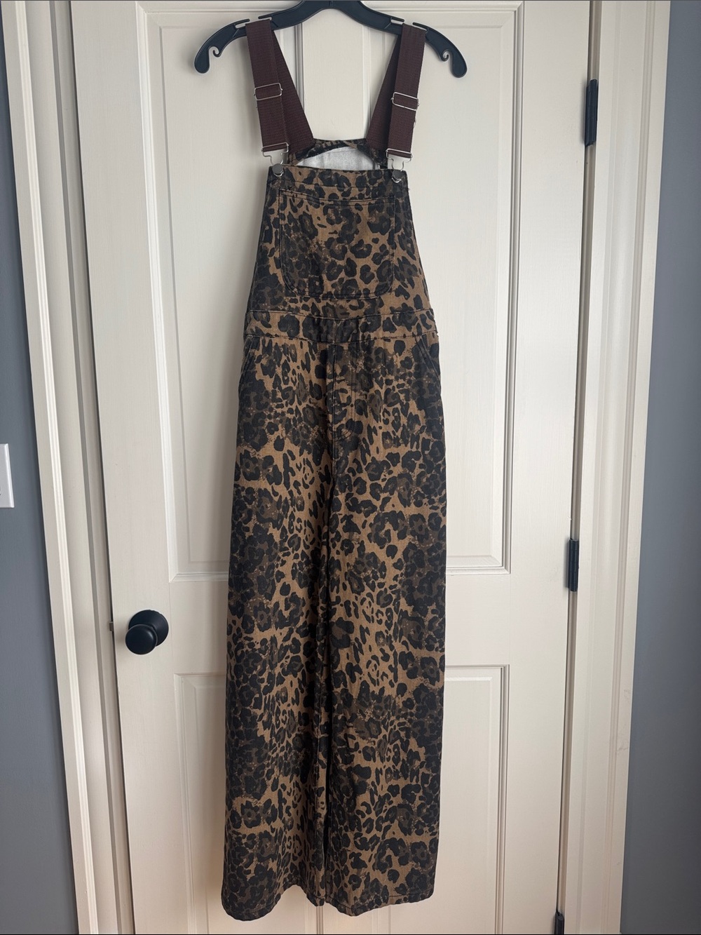 Cider Leopard-Print Wide-Leg Jumpsuit in Brown and Black